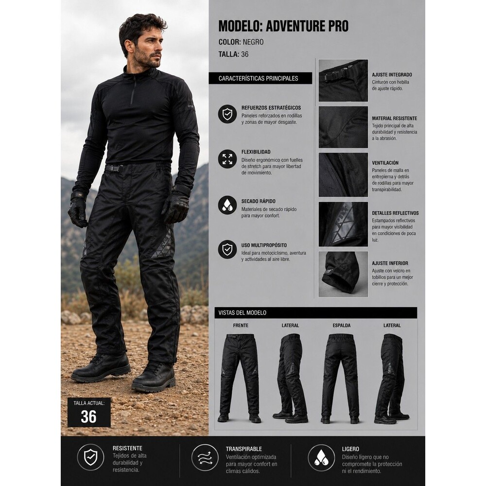 BILT Motorcycle Riding Pants Black Size 36 Protective Riding Moto Pants